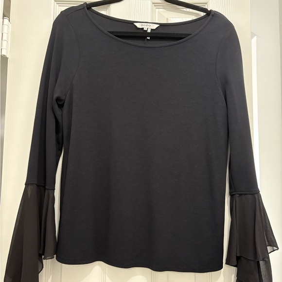 Chic Black Blouse with Flared, Sheer Sleeves, size M, brand ZoZo - Picture 1 of 4